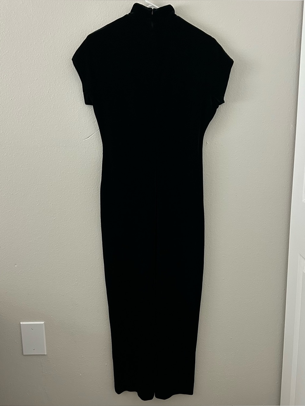Vintage Night Way Collections Black Velvet Cheongsam Gown Women’s M 90s Evening - Picture 4 of 11